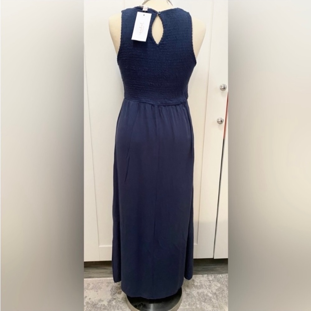 Blue Maternity Maxi Dress By Isabel & Ingrid Cute Peep Front Accent Sz MED NEW! - Picture 2 of 3